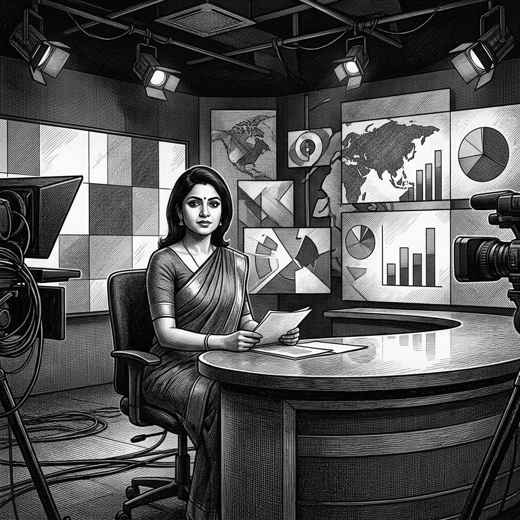 Indian TV news broadcast studio