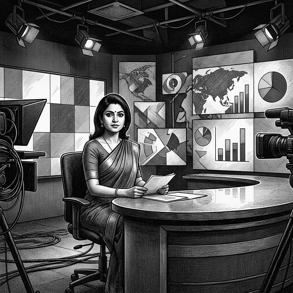 Indian TV news broadcast studio